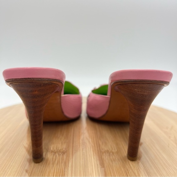 Anthropologie Diego di Lucca Heeled Mule Pink Green Size 6 - Picture 8 of 15